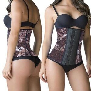 Thaxx Women's Sport Waist Cincher Latex Sz M/34 Style 1014 Animal Print 2 Hooks‎